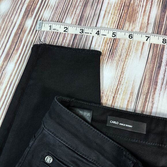Kut From Kloth CARLO ANKLE SKINNY Size 4 Black Raw Hem Jeans Denim Pants 27x27 - Picture 7 of 10